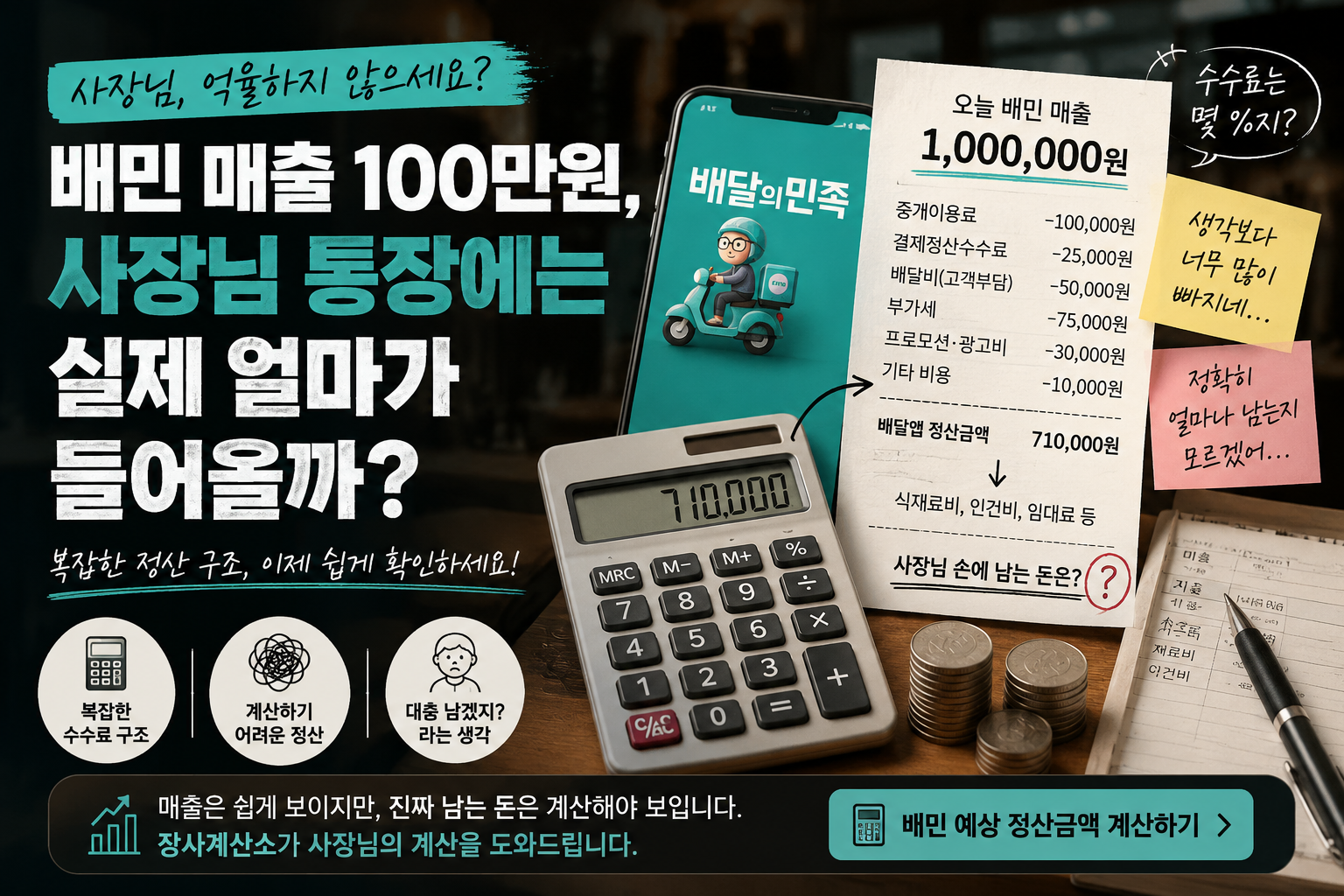 배민 매출 100만원, 사장님 통장에는 실제 얼마가 들어올까?